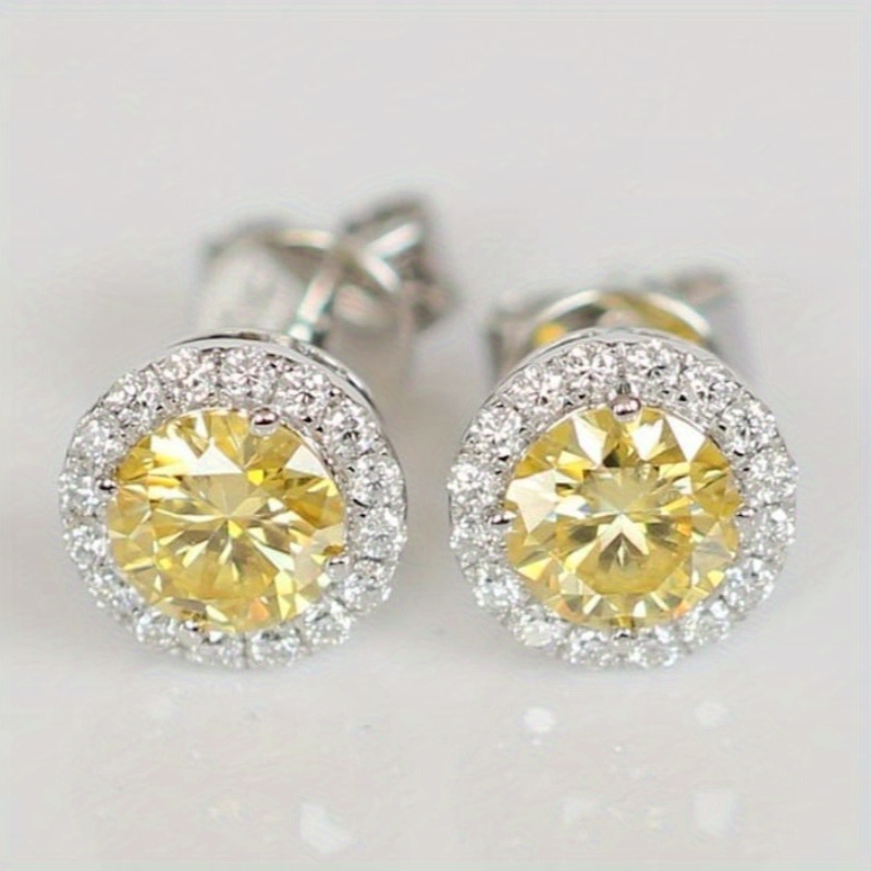 Women's 0.5 Carat Lemon Yellow Moissanite Stud Earrings